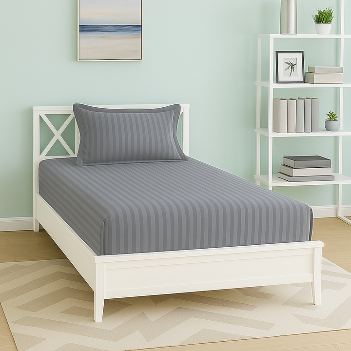 100% Combed Cotton 300 TC Hotel Fitted Sheet Set with Pillowcases
