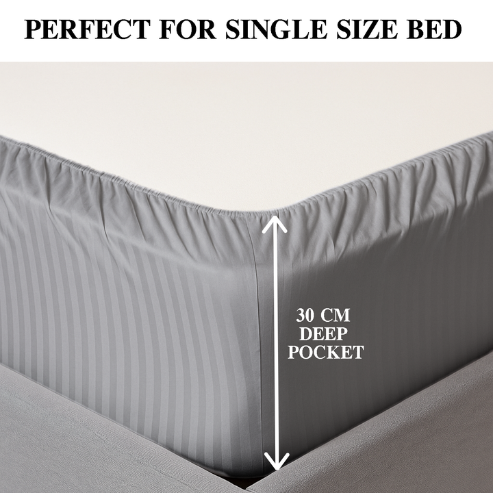 100% Combed Cotton 300 TC Hotel Fitted Sheet Set with Pillowcases