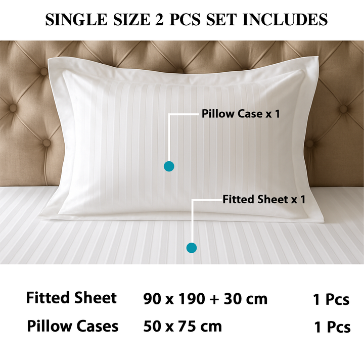 100% Combed Cotton 300 TC Hotel Fitted Sheet Set with Pillowcases