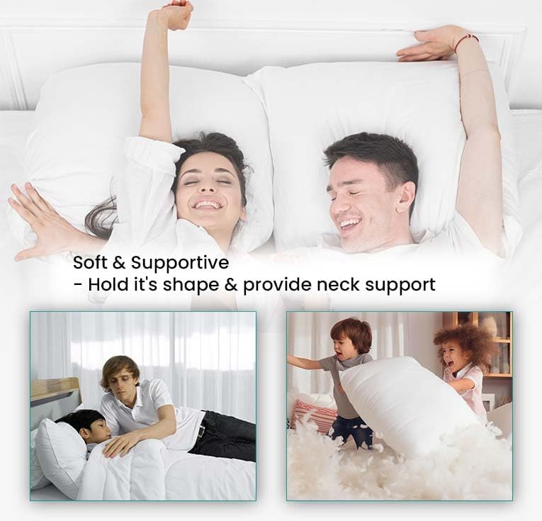 Standard Size Pillows 2 PCs – Cotton-Filled Hotel Quality Comfort Bed Pillows (Hotel Pillow)