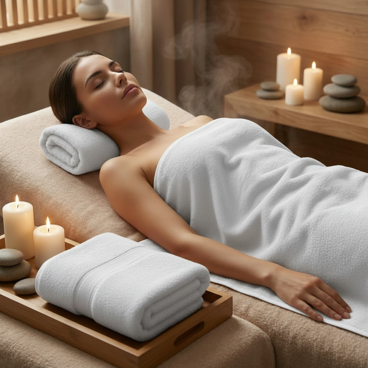 2 PCs Jumbo Bath Towels – Luxury 100% Pure Cotton Towel Set, Heavy & Durable  (White)