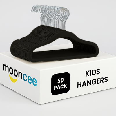 Kids Velvet Hangers Set – Buy Clothes Hangers Online at MOONCEE (Black- 50 PCs)