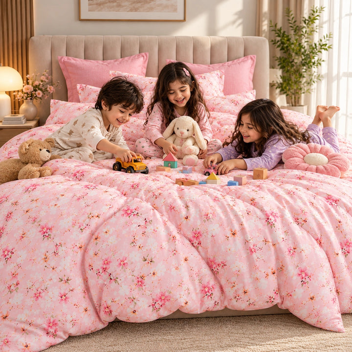 طقم ملاءات سرير كينج مقاس 6 قطع مع غطاء لحاف 220 × 240، طقم فراش كينج (6FS5)