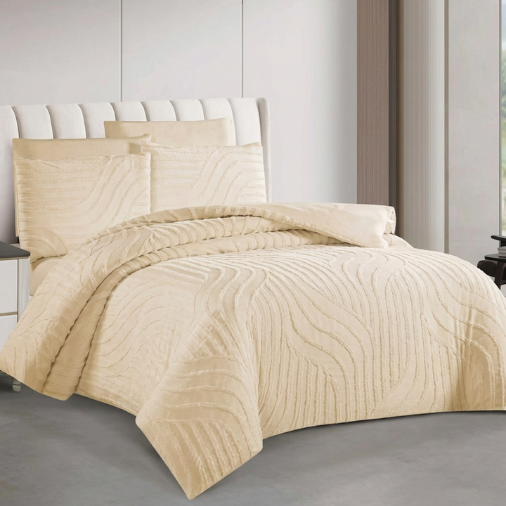 طقم سرير كينج مع غطاء لحاف 220 × 240، طقم ملاءات سرير ملائمة من 6 قطع (6FM21)