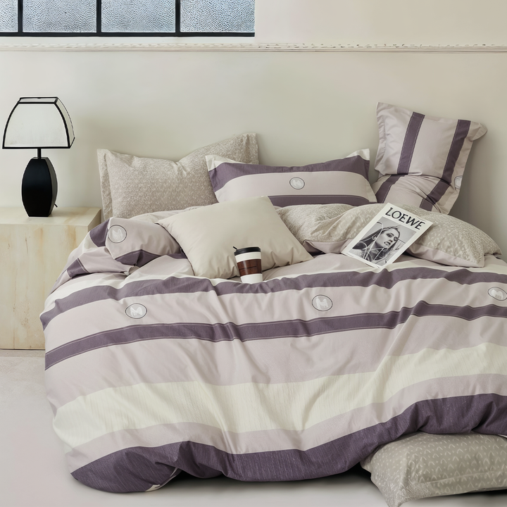 Floral 6 PCs Bedding Set with 220x240, Duvet Cover, Fitted Sheet with Deep Pocket (6FS111)