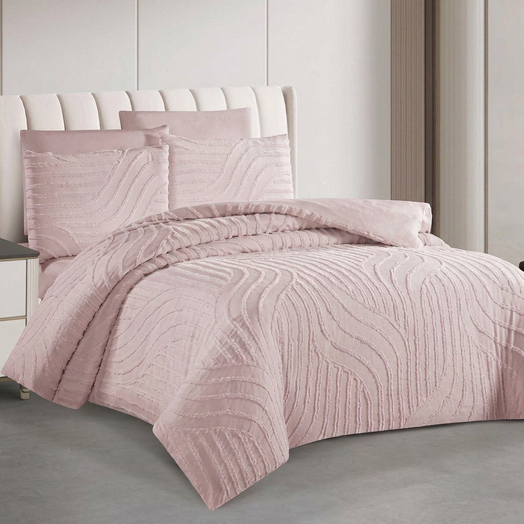 طقم سرير كينج مع غطاء لحاف 220 × 240، طقم ملاءات سرير ملائمة من 6 قطع (6FM21)