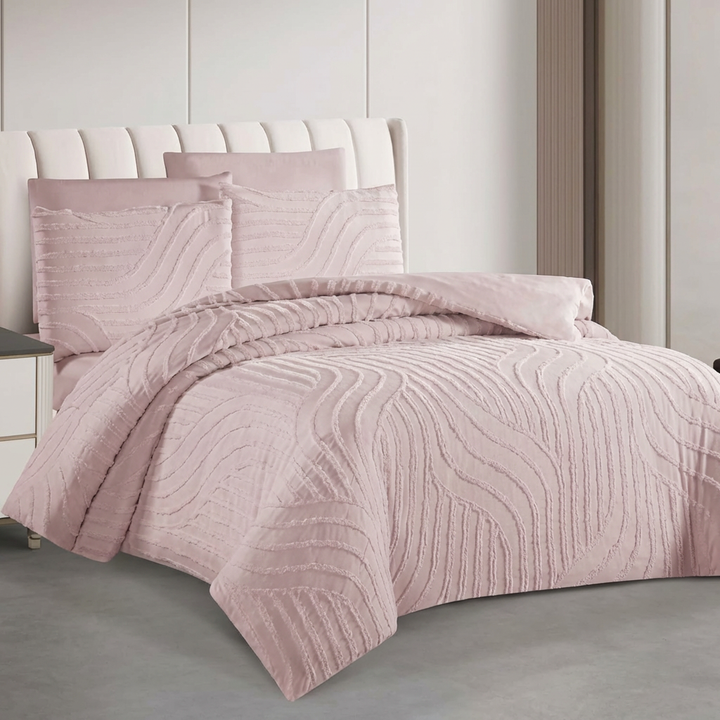 طقم سرير كينج مع غطاء لحاف 220 × 240، طقم ملاءات سرير ملائمة من 6 قطع (6FM21)