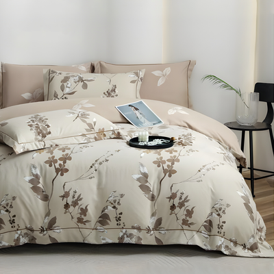 Floral King Size Bed Sheets Set 6 PCs with Duvet Cover & Perfectly Fitted Sheet (6FS107)