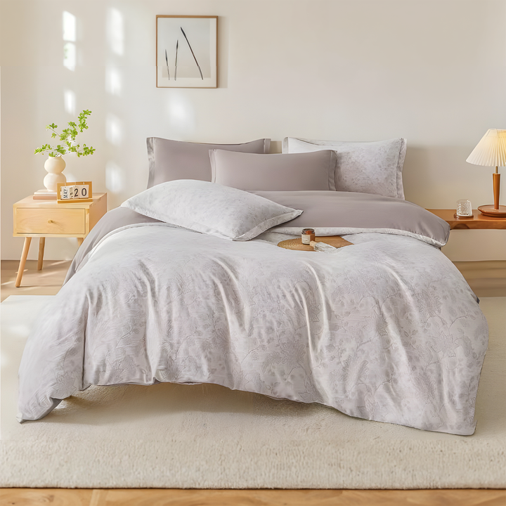 King Size 6 PCs Floral Bedding Set with 220x240 Duvet, Fitted Sheet & Pillowcases (6FS115)