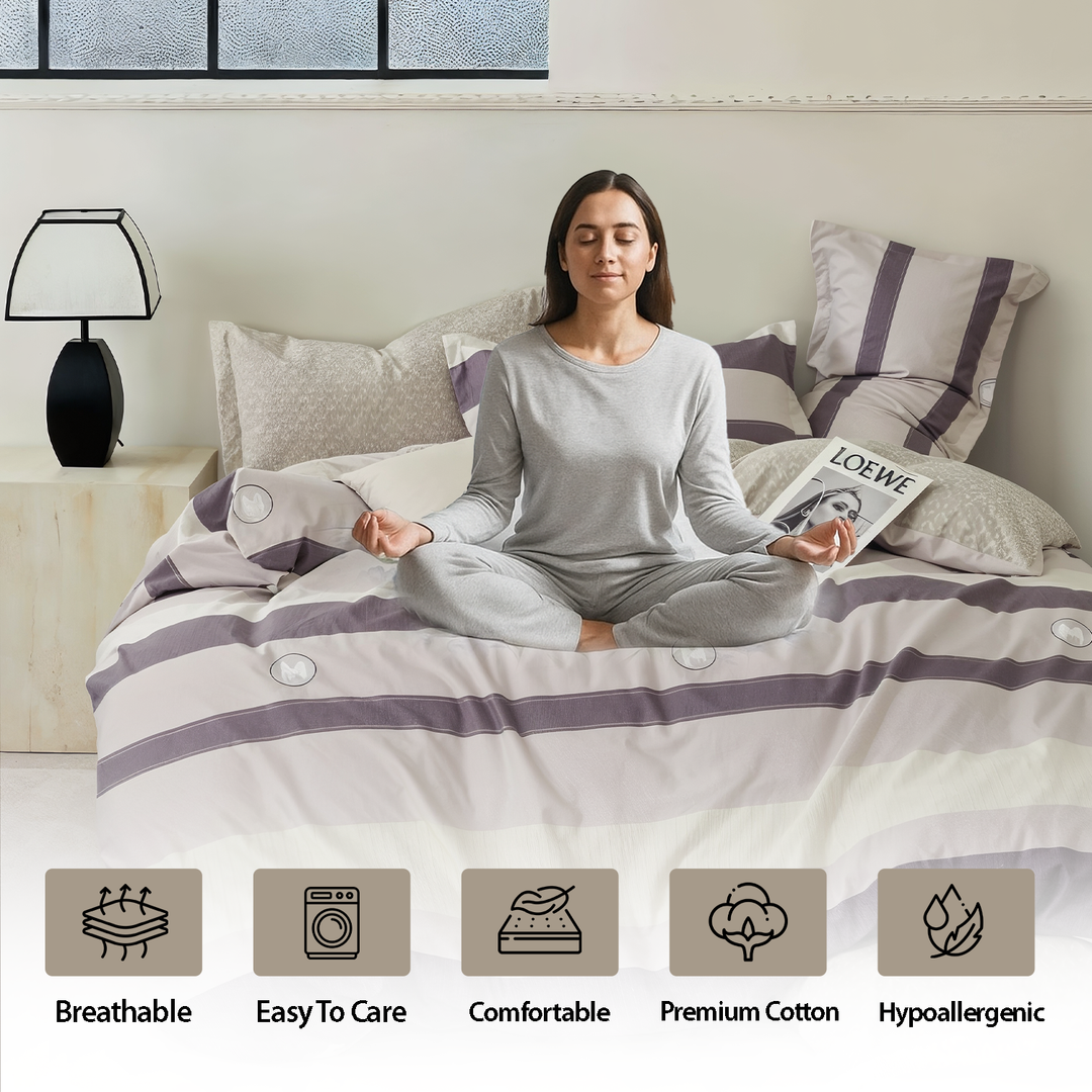 Floral 6 PCs Bedding Set with 220x240, Duvet Cover, Fitted Sheet with Deep Pocket (6FS111)