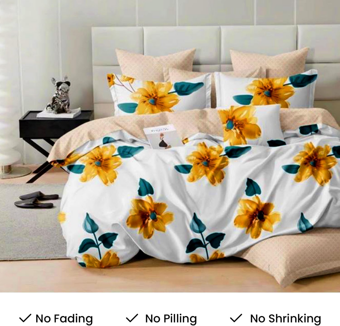 6 PCs King Size Fitted Bed Sheet Set With Duvet Cover 220x240, King Bedding Set (6FS9-672)