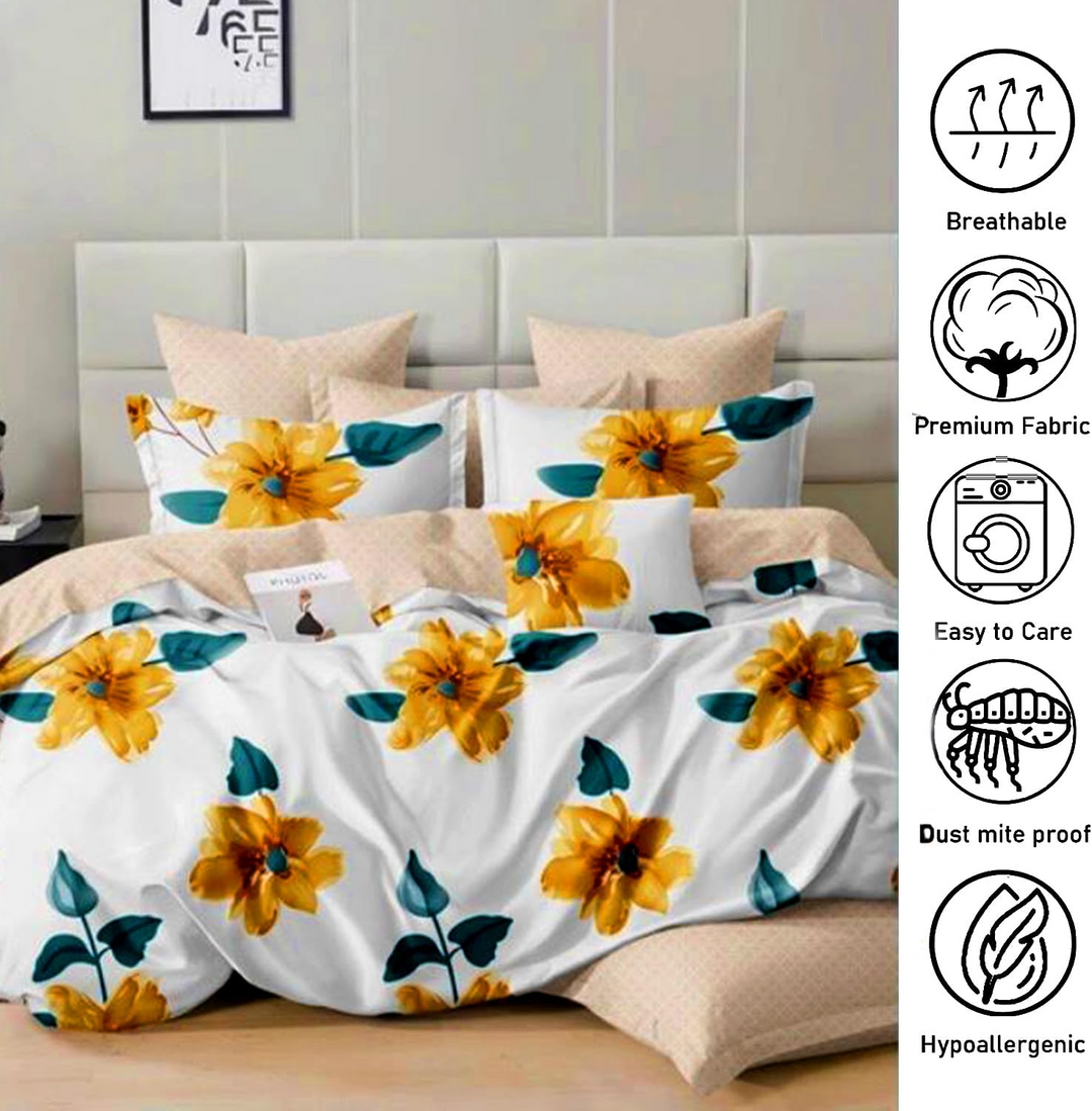 6 PCs King Size Fitted Bed Sheet Set With Duvet Cover 220x240, King Bedding Set (6FS9-672)