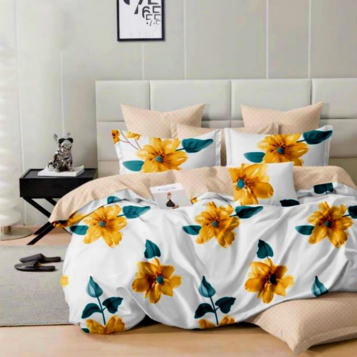 6 PCs King Size Fitted Bed Sheet Set With Duvet Cover 220x240, King Bedding Set (6FS9-672)