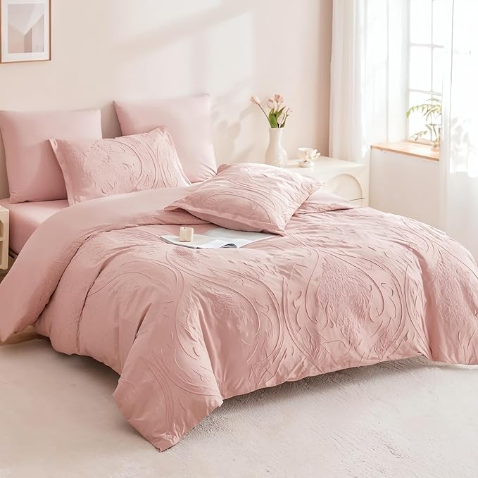 King Size 6 PCs Quilt Bedding Set – Duvet Cover 220x240  & Fitted Bed Sheets  (6FM50)