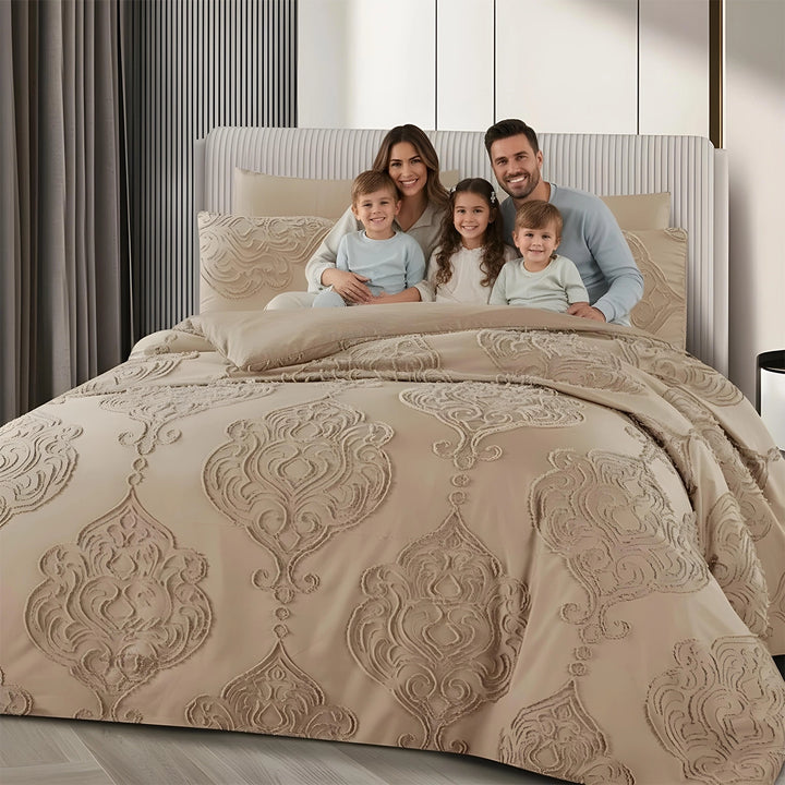 King Bedding Set with Duvet Cover 220x240 6 PCs  Fitted Bed Sheet Set (6FM27)