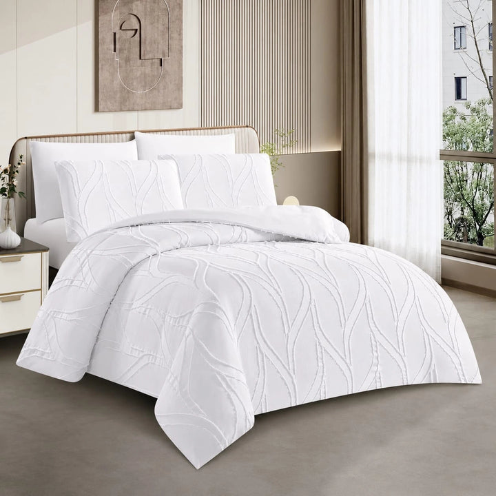 6 PCs King Size Bedding Set White | Duvet Cover king Size Set with Pillow Covers (6FS205)