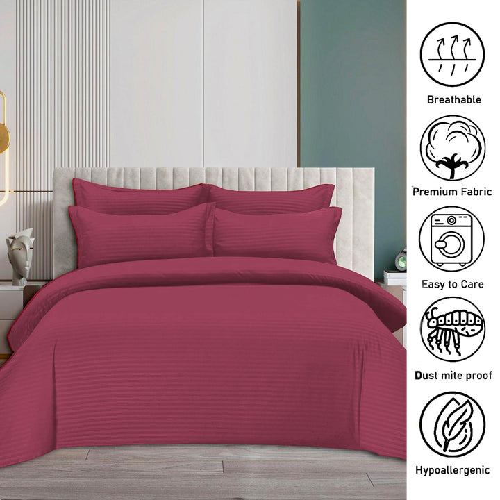 MOONCEE 6 PCs King Size Bed Sheet Set Duvet Cover 220x240 Bedding Set (Hot Pink)