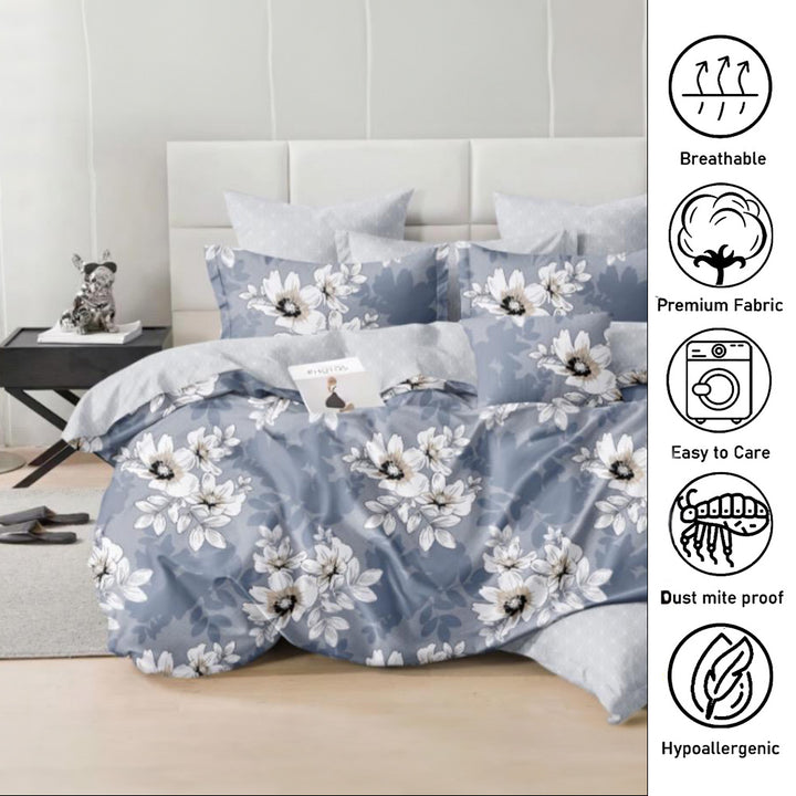 6 PCs King Bed Sheet Set With Fitted Sheet Duvet Cover 220x240, King Bedding Set (6FS23)