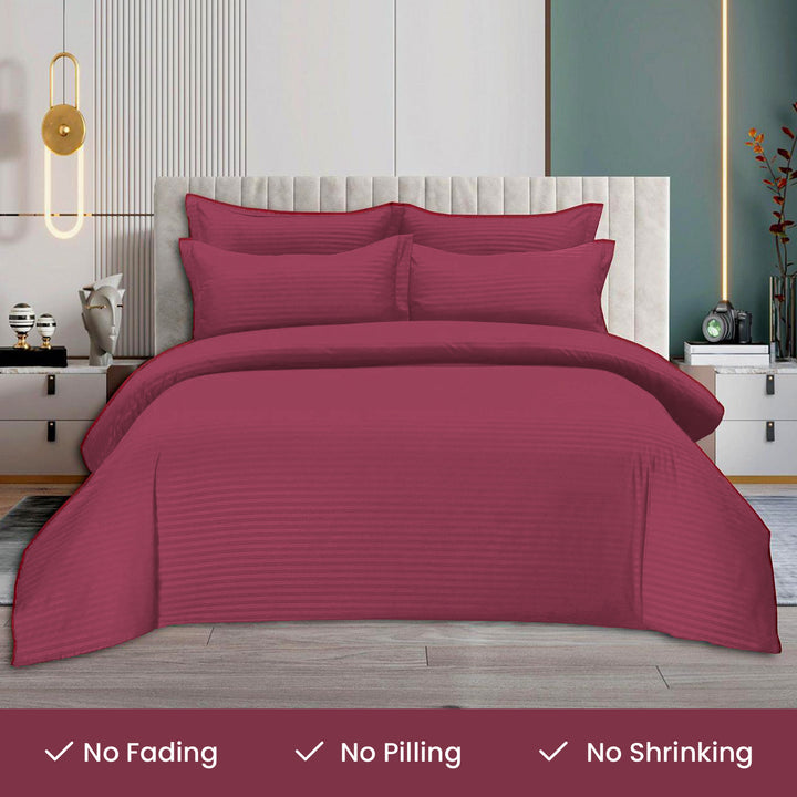 MOONCEE 6 PCs King Size Bed Sheet Set Duvet Cover 220x240 Bedding Set (Hot Pink)