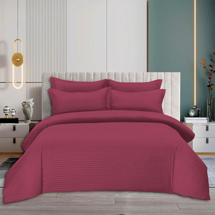 MOONCEE 6 PCs King Size Bed Sheet Set Duvet Cover 220x240 Bedding Set (Hot Pink)