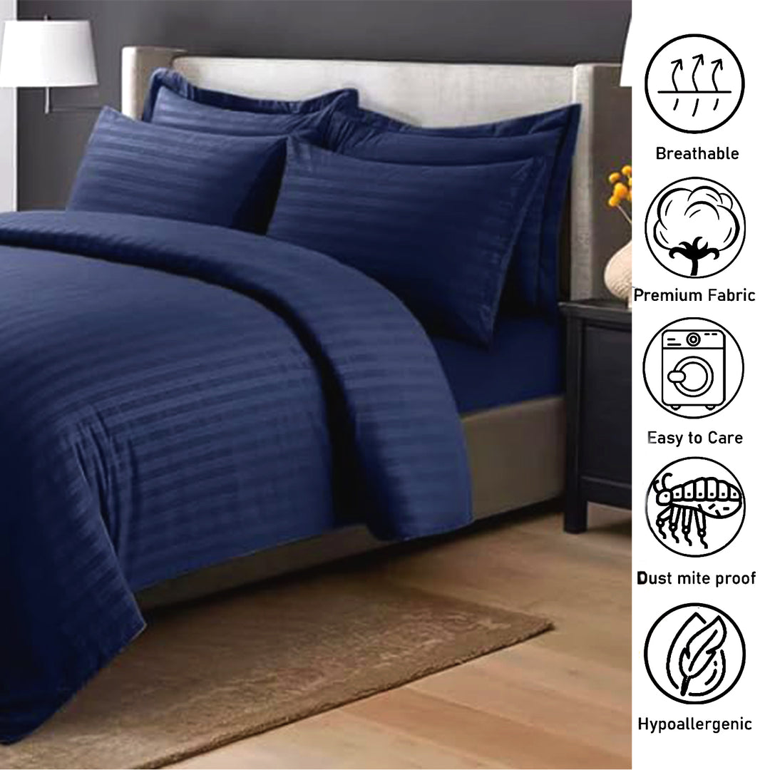 MOONCEE 6 PCs King Size Bed Sheet Set Duvet Cover 220x240 Bedding Set (Royal Blue)