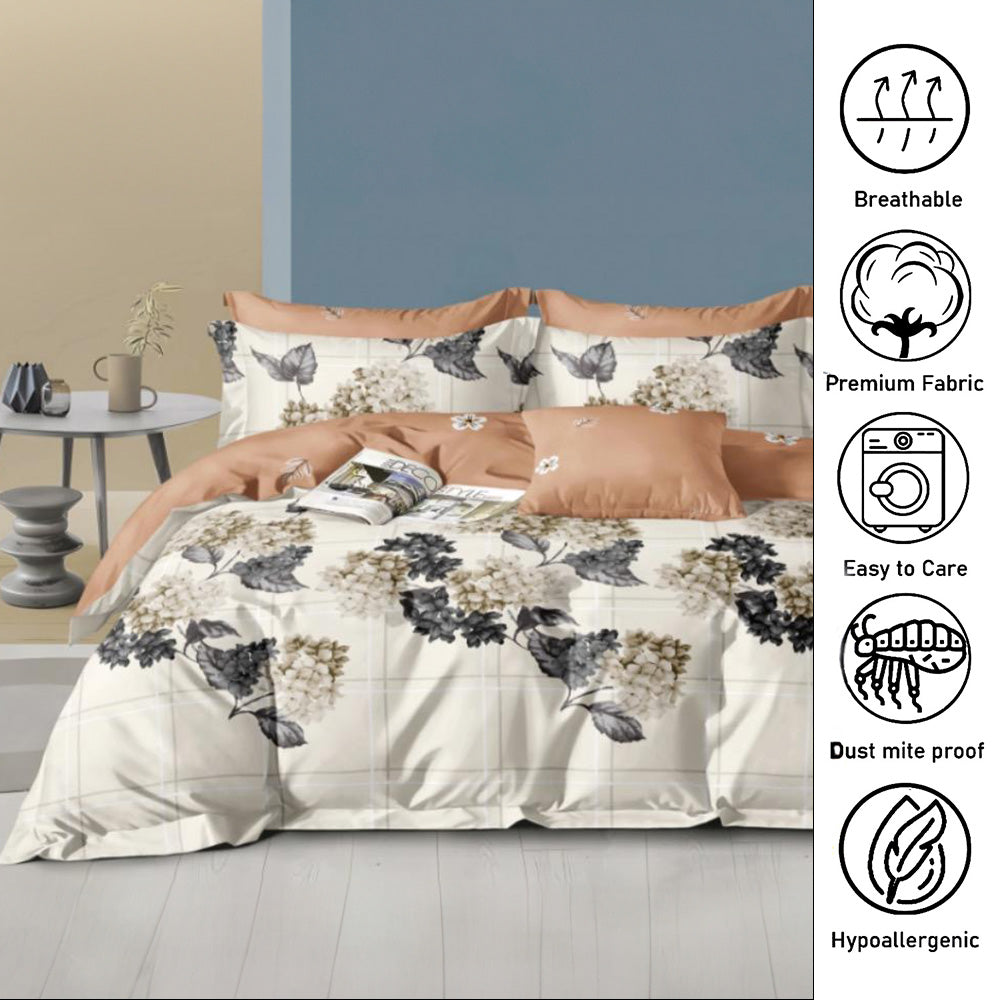 6 PCs King Bed Sheet Set With Fitted Sheet Duvet Cover 220x240, King Bedding Set (6FS27)