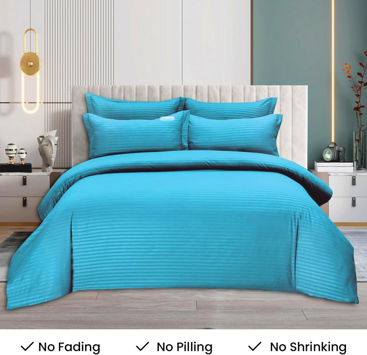 MOONCEE 6 PCs King Size Bed Sheet Set Duvet Cover 220x240 Bedding Set (Teal Blue)