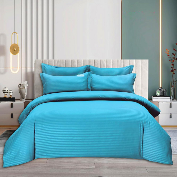 MOONCEE 6 PCs King Size Bed Sheet Set Duvet Cover 220x240 Bedding Set (Teal Blue)