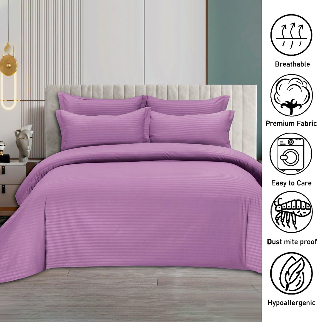 MOONCEE 6 PCs King Size Bed Sheet Set Duvet Cover 220x240 King Size Bedding Set (Violet)