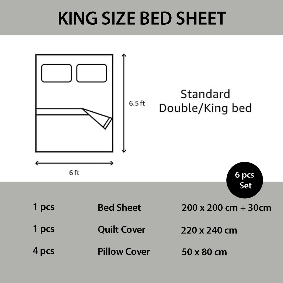 King size bed sheet set dimensions and components diagram on mooncee uae