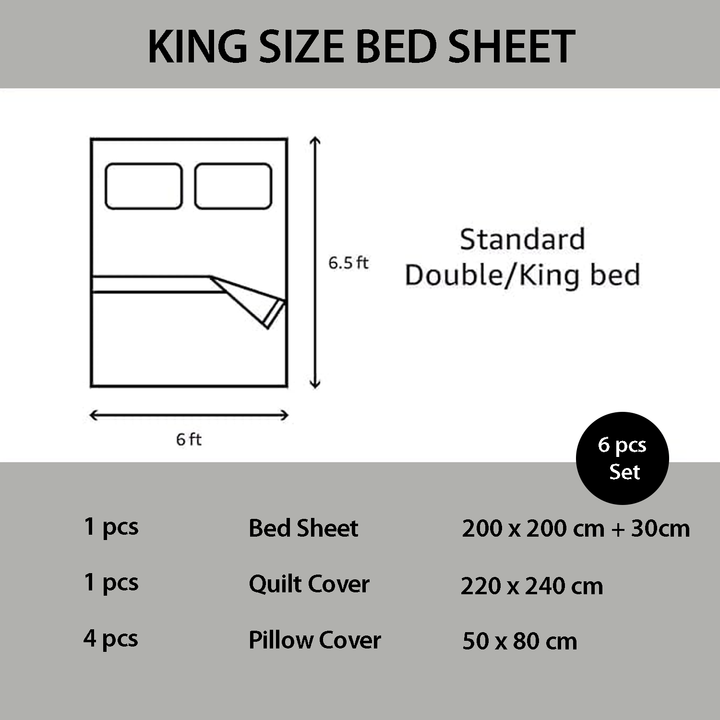 King size bed sheet set dimensions and components diagram on mooncee uae