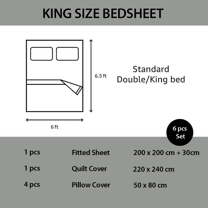 King Size Bedding Set 6 PCs – Fitted Sheet Set with Duvet Cover Set (6FM41)