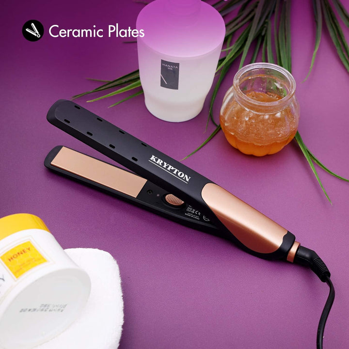 Krypton Ceramic Hair Straighteners, Adjustable Temperature With 360° Swivel Cord