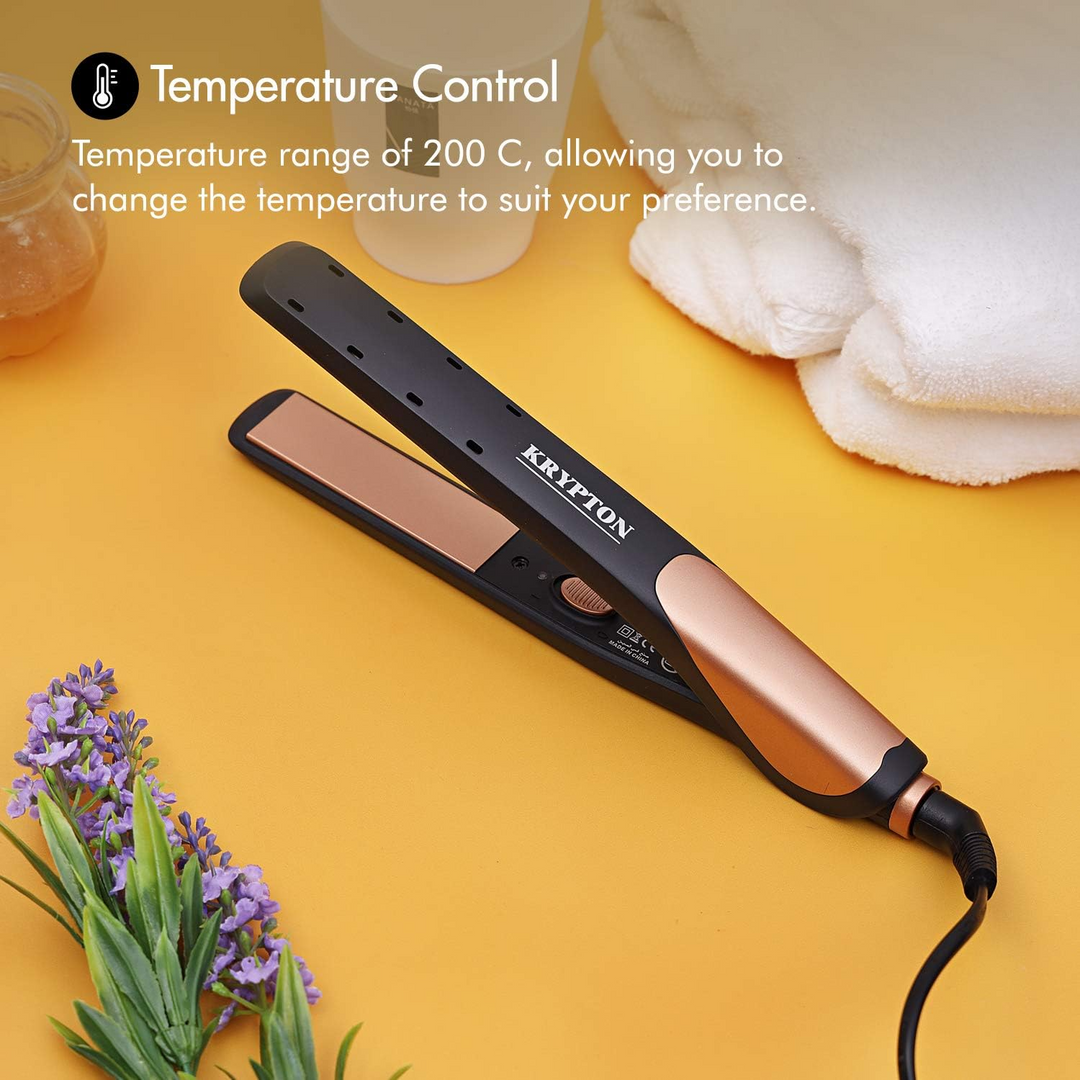 Krypton Ceramic Hair Straighteners, Adjustable Temperature With 360° Swivel Cord