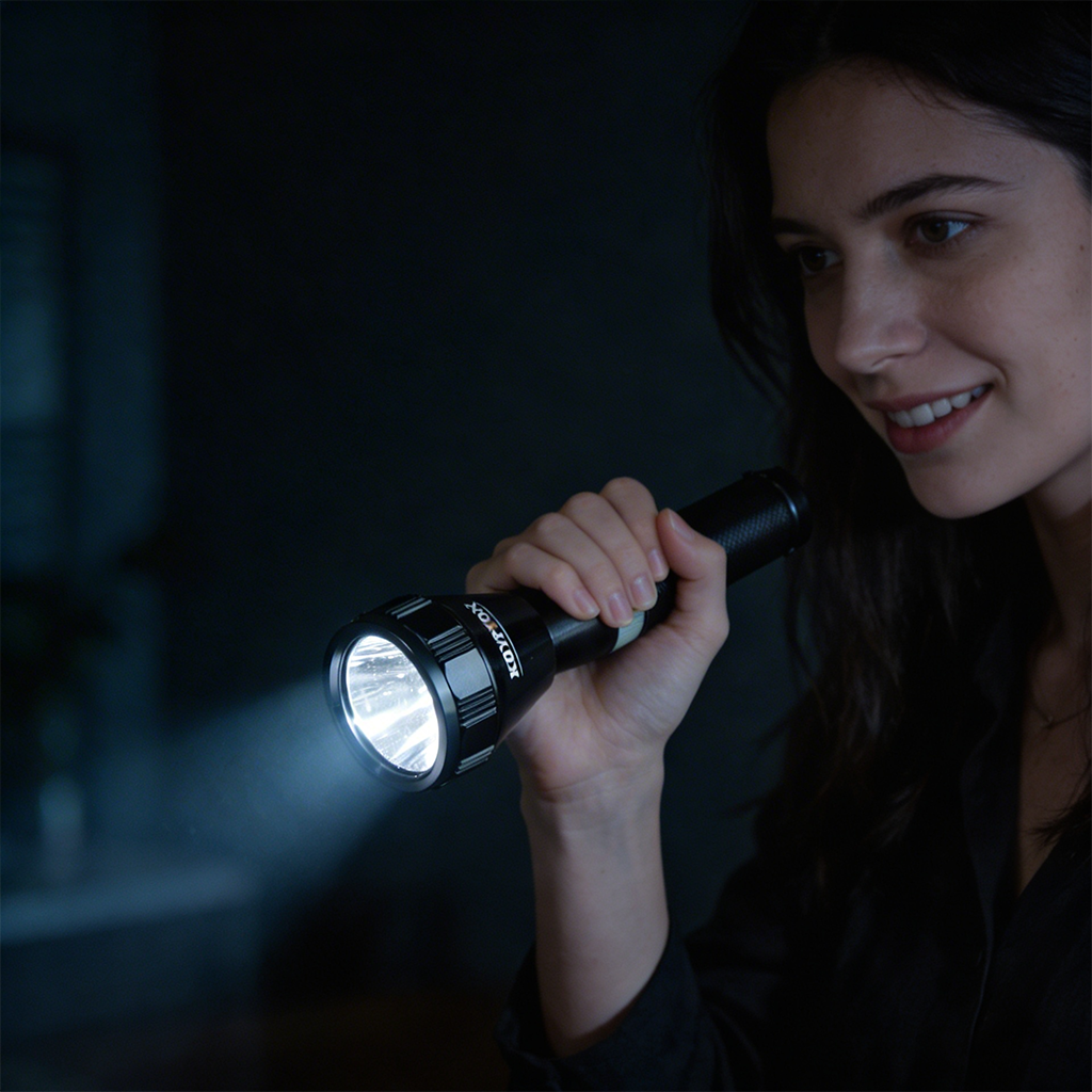 Handheld rechargeable flashlight with strong light beam