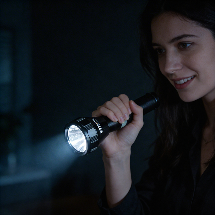 Handheld rechargeable flashlight with strong light beam