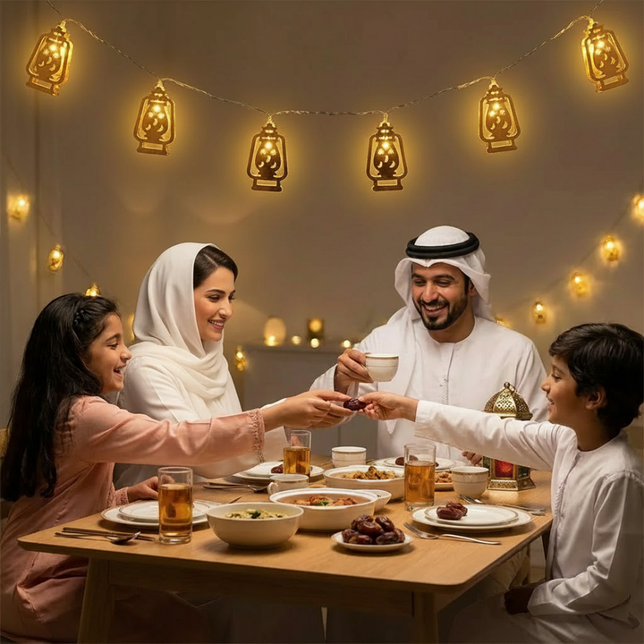 سلسلة مصابيح LED مكونة من 20 مصباحًا تعمل بالبطارية لديكور رمضان والاحتفالات (أبيض دافئ)