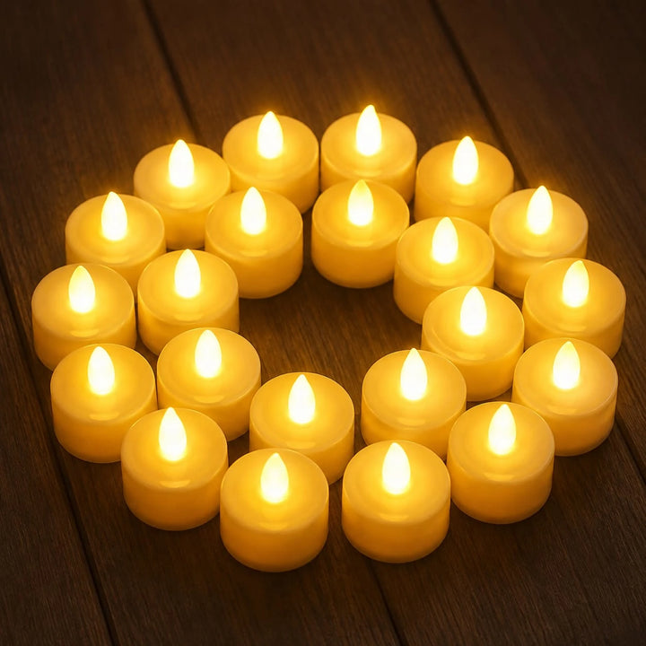 Warm 24 PCs White LED Tea Light Candles Set | Flameless Decorative Light for Home Events