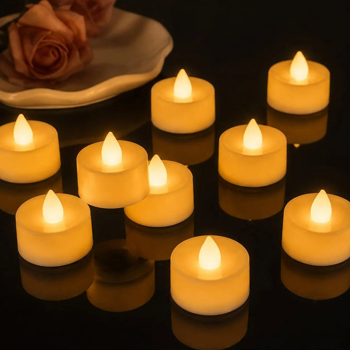 Warm 24 PCs White LED Tea Light Candles Set | Flameless Decorative Light for Home Events