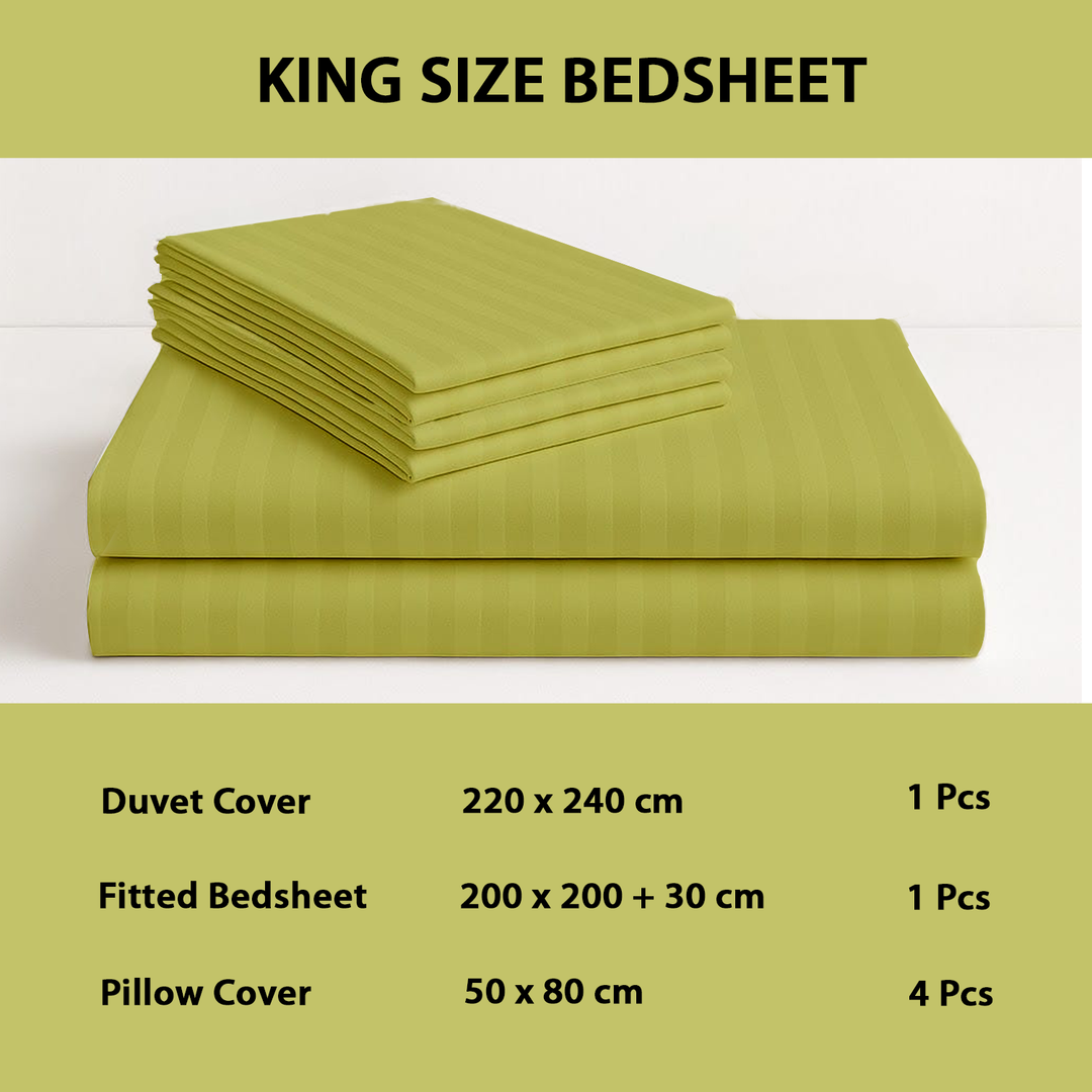 6 PCs King Size Bed Sheet Set Duvet Cover 220x240 King Size Bedding Set (Lime Green)