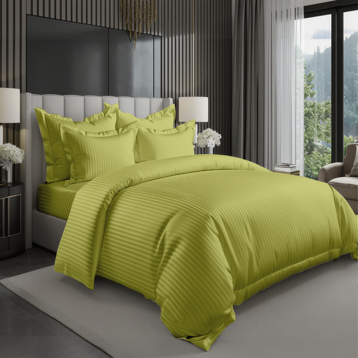 6 PCs King Size Bed Sheet Set Duvet Cover 220x240 King Size Bedding Set (Lime Green)