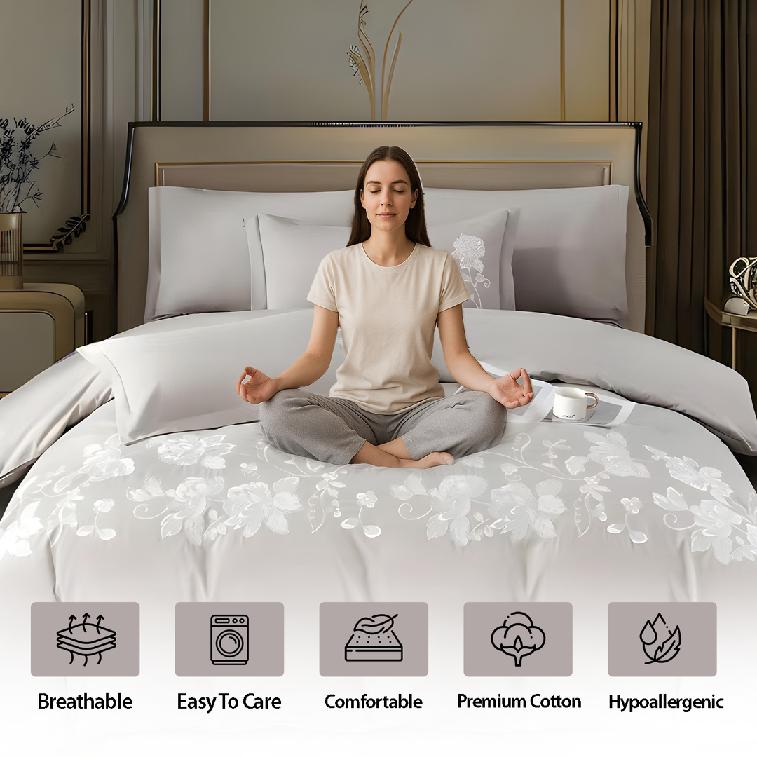 Premium Champagne Beige 6 PCs King Size bed sheet with Matching Pillowcase (6ES73)