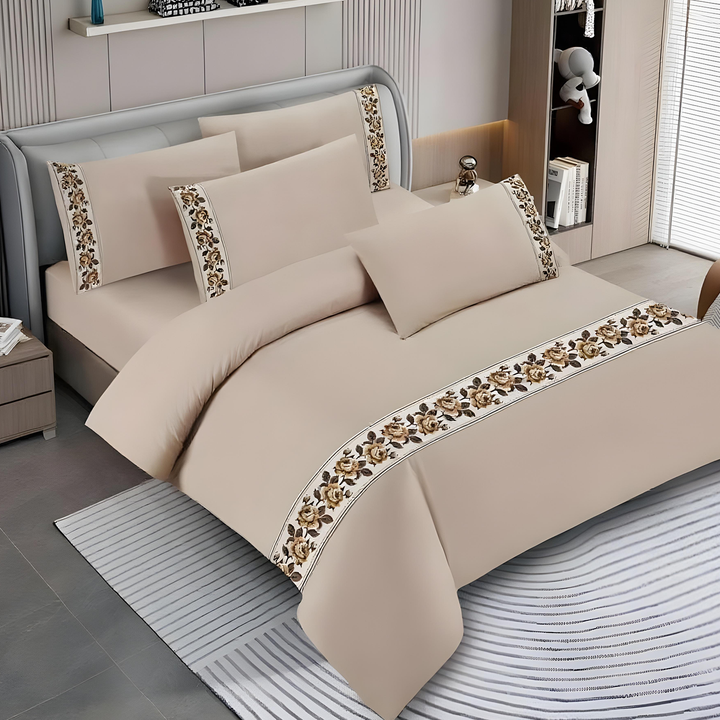 Bed Sheets Cotton King Size 6 PCs Set– Fitted Sheet, Duvet Cover & Pillowcases Set (6TQ09)