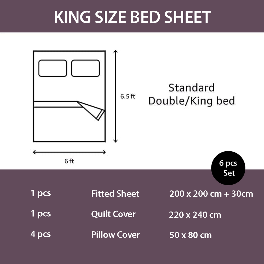 Embroidered Bedding Set with Duvet Cover, 200x200 Fitted Sheet & 4 Pillowcases (6ES43)