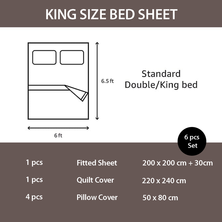 King Size 6 PCs Floral Bed Linen Set – Duvet Cover Set & 200x200 Fitted Sheet Set (6FS102)