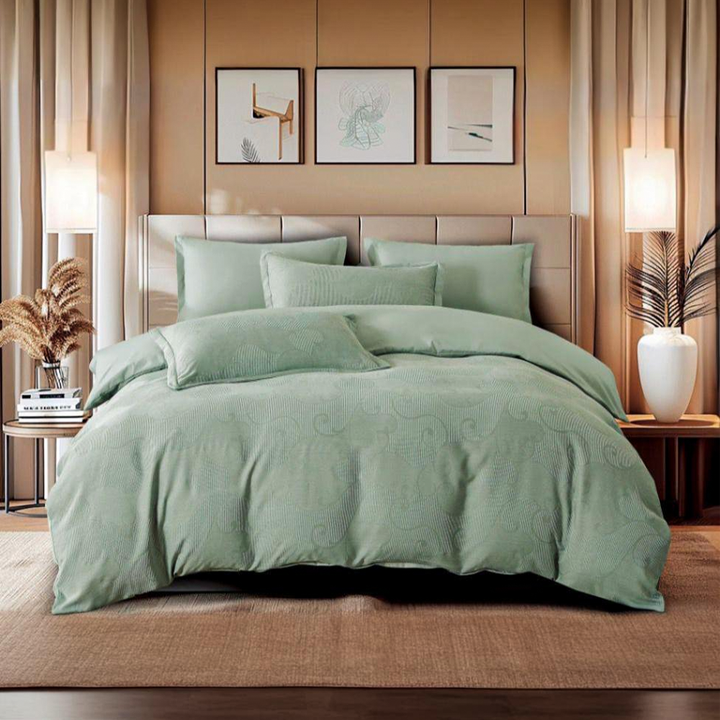 King Size Jacquard Linen Bedding Set - Luxury Pillowcases for Modern Bedrooms (6FM67)