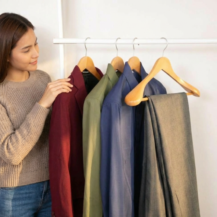Premium Wooden Hangers Set – Durable, Anti-Slip & Ideal for Jackets, Suits, Coats (Natural)