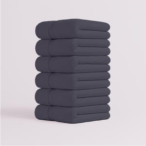 Stack of six dark gray towels Set