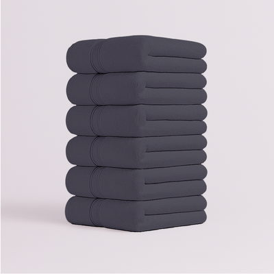 Stack of six dark gray towels Set