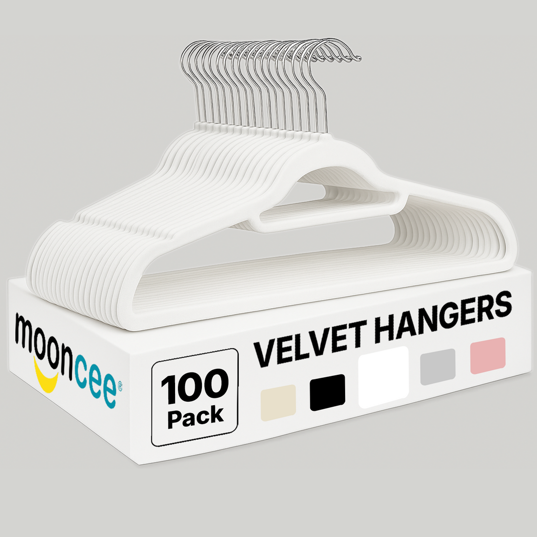 MOONCEE Premium Velvet Non-Slip Hangers – Ideal for Clothes, Coats & Pants
